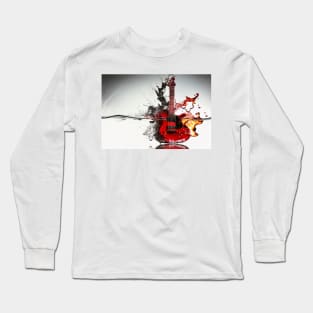 Commercial Guitar Art With Water and Flames Long Sleeve T-Shirt